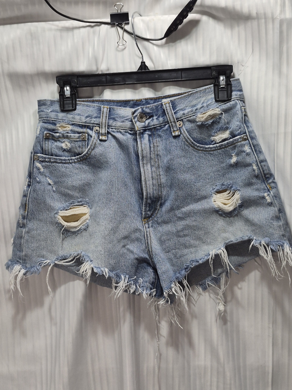 rag & bone 26 Light Blue Distressed Denim Cutoff Shorts